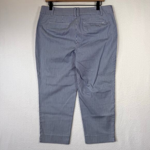 Talbots Womens The Perfect Crop Pants Blue Pinstripe Cotton Blend Petite 10P - Picture 2 of 10